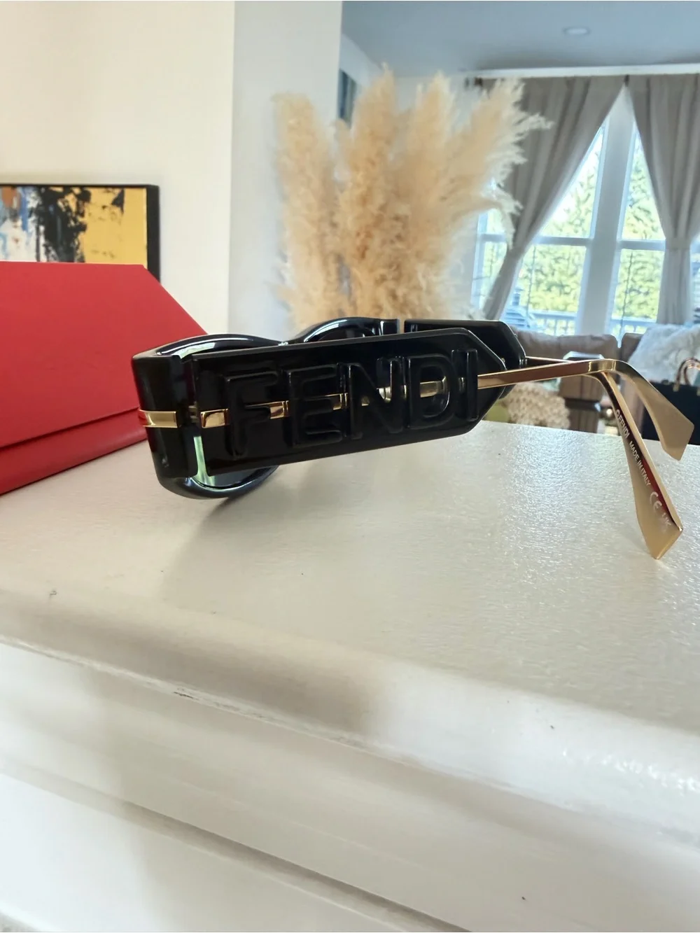 Fendi Black and Gold Logo Shield Sunglasses